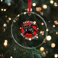 Vintage Black Cat Against Fascists Crystal Glass Ornament