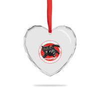 Vintage Black Cat Against Fascists Heart Crystal Glass Ornament