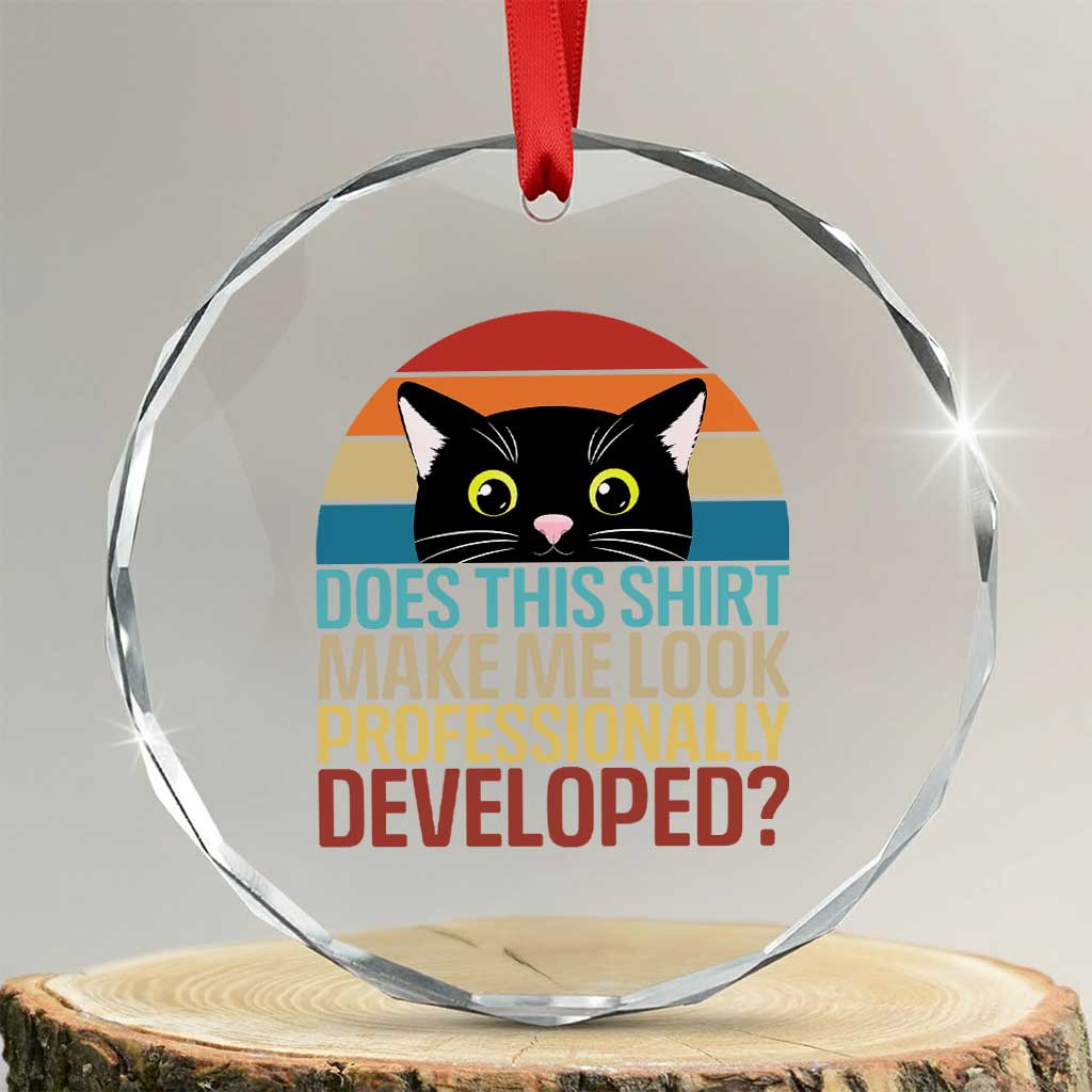 Vintage Black Cat Crystal Glass Ornament Does This Shirt Make Me Look Professionally Developed
