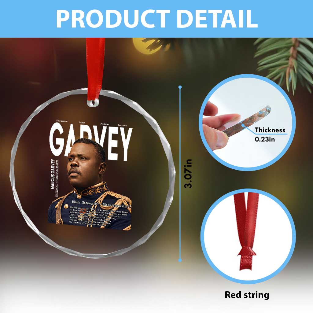 Vintage Black History Hero Marcus Garvey Crystal Glass Ornament Black Pride