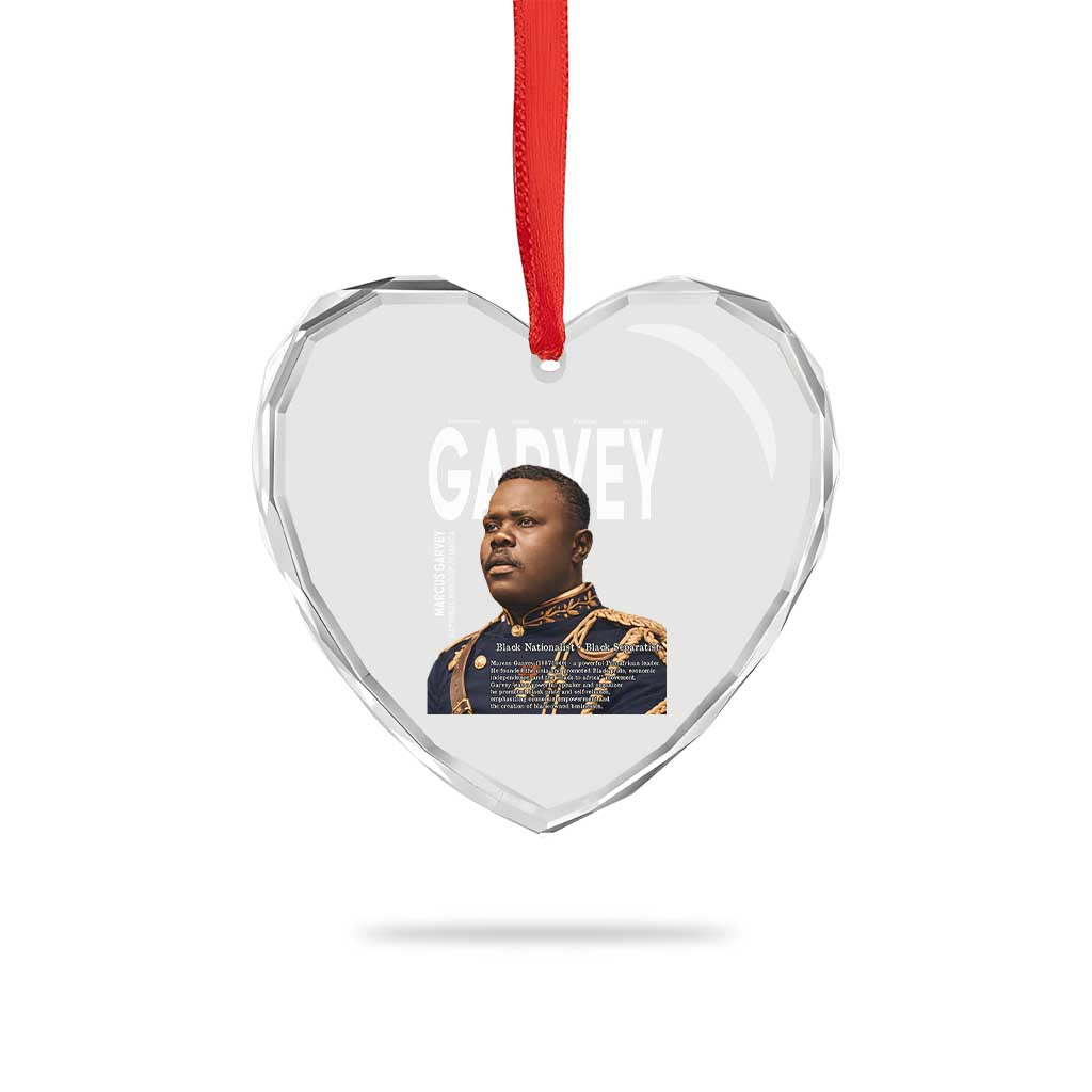 Vintage Black History Hero Marcus Garvey Heart Crystal Glass Ornament Black Pride