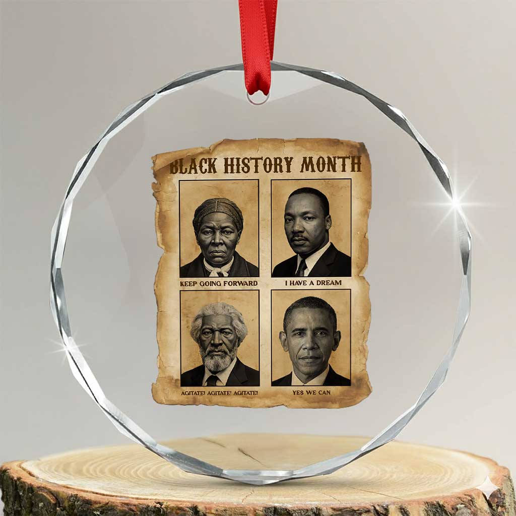 Vintage Black History Heroes Crystal Glass Ornament Strong Black Pride - Wonder Print Shop