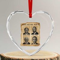 Vintage Black History Heroes Heart Crystal Glass Ornament Strong Black Pride - Wonder Print Shop