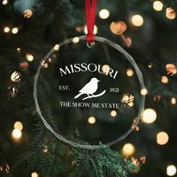 Vintage Blue Bird Missouri Crystal Glass Ornament The Show Me State Pride