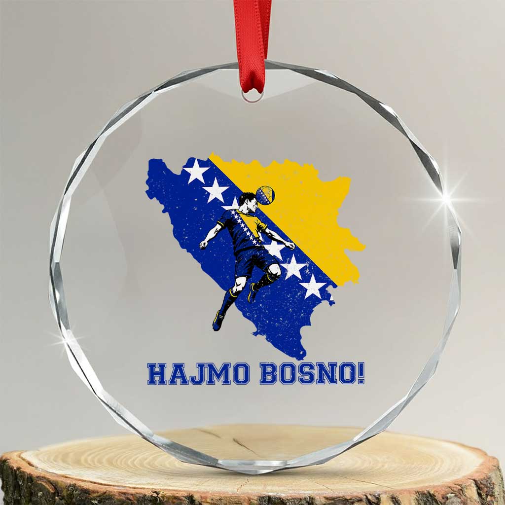 Vintage Bosnian Map Football Fan Crystal Glass Ornament Proud Balkan Heritage Gift