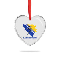 Vintage Bosnian Map Football Fan Heart Crystal Glass Ornament Proud Balkan Heritage Gift