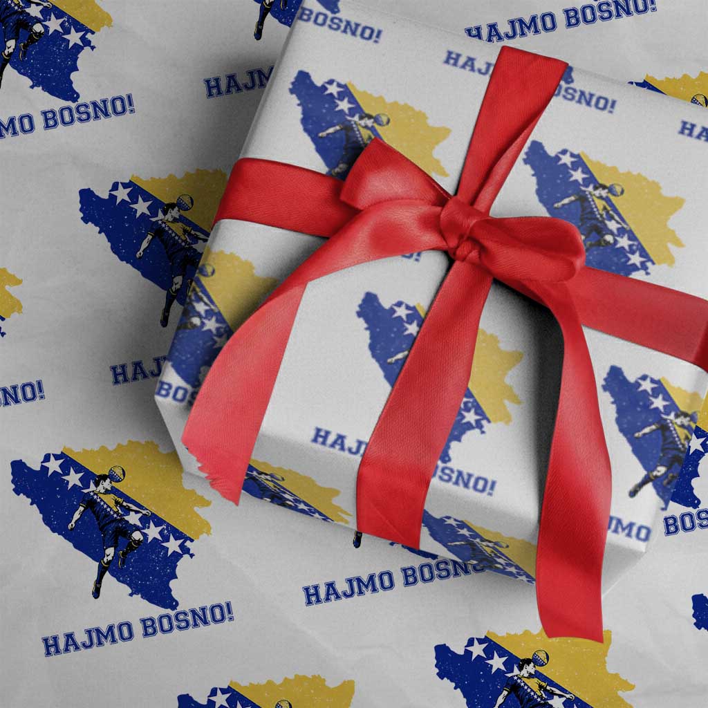 Vintage Bosnian Map Football Fan Wrapping Paper Roll Proud Balkan Heritage Gift