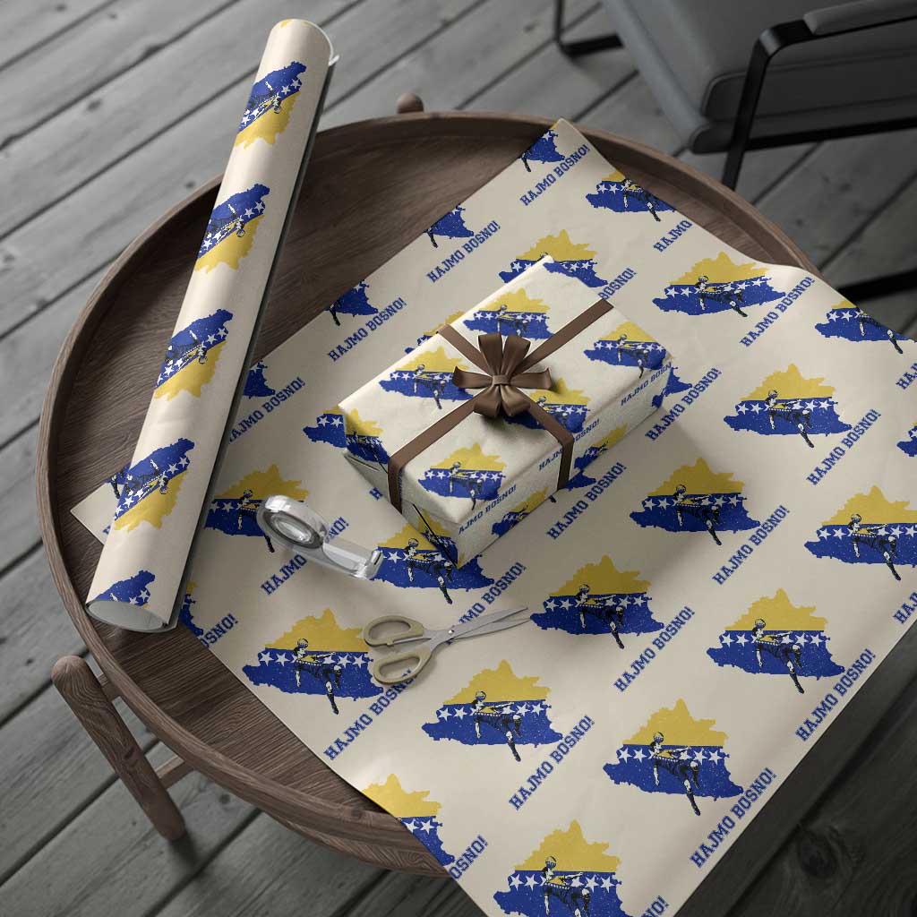Vintage Bosnian Map Football Fan Wrapping Paper Roll Proud Balkan Heritage Gift