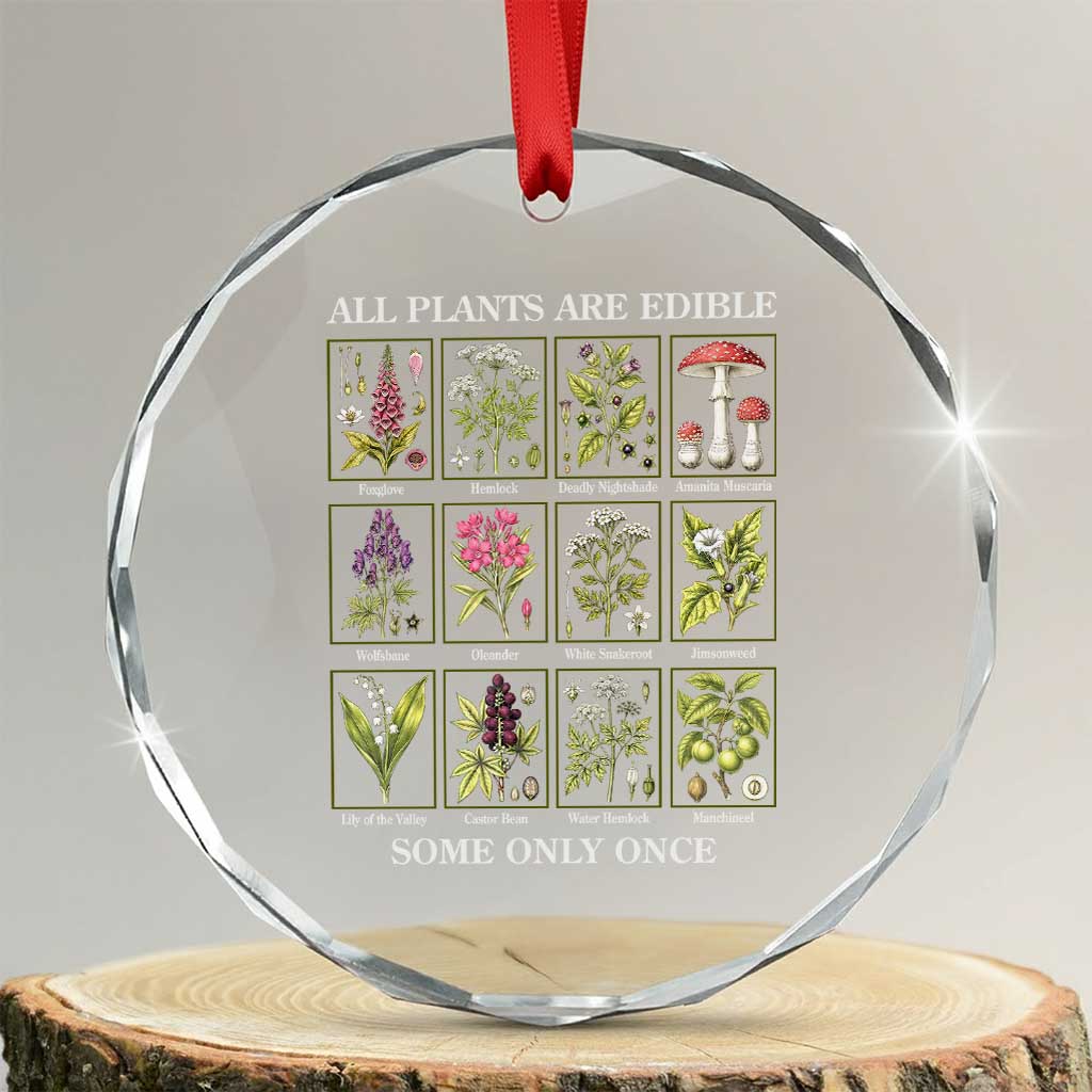 Vintage Botanical Poison Chart Graphic Crystal Glass Ornament All Plants Are Edible Some Only Once