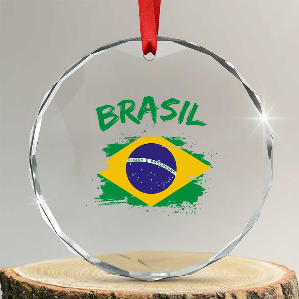 Vintage Brasil Flag Crystal Glass Ornament Brazilian Heritage Pride