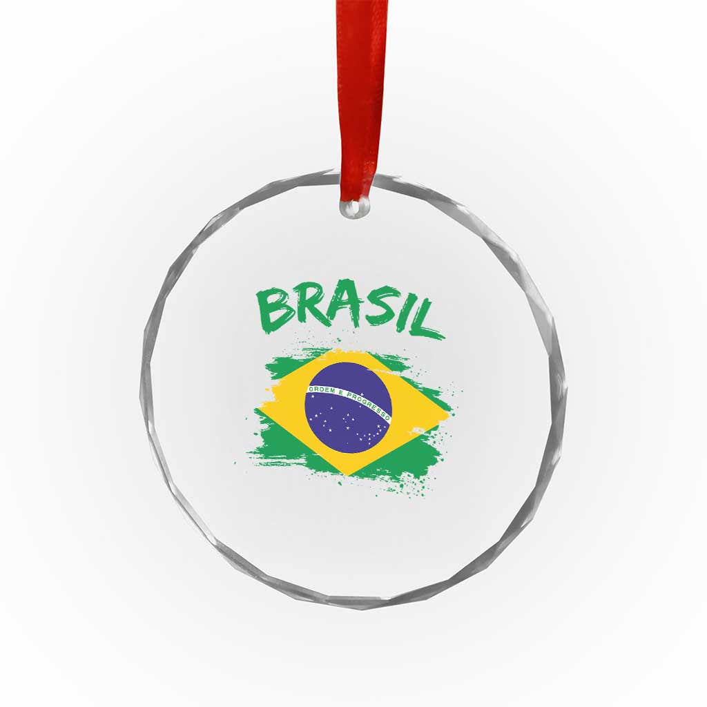 Vintage Brasil Flag Crystal Glass Ornament Brazilian Heritage Pride