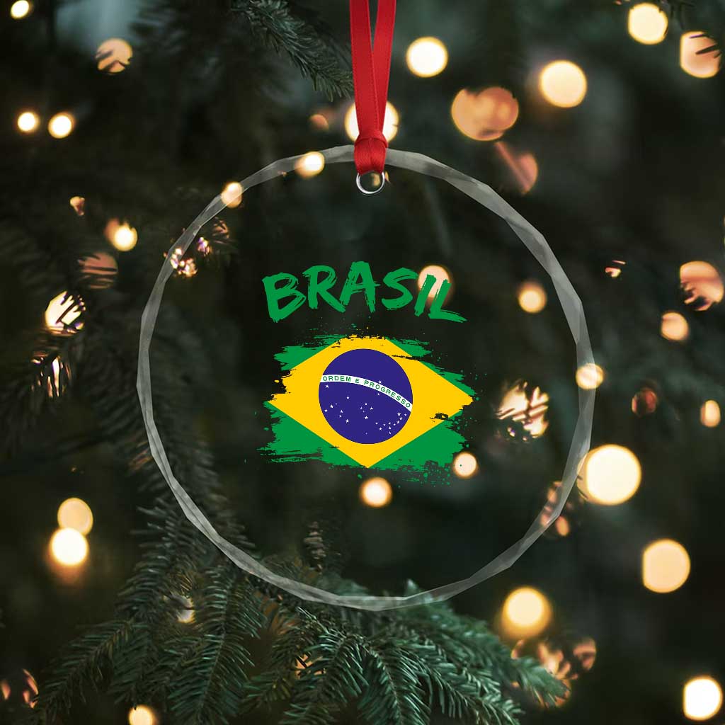 Vintage Brasil Flag Crystal Glass Ornament Brazilian Heritage Pride