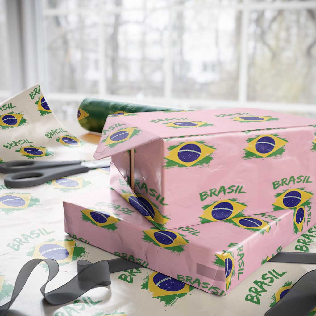 Vintage Brasil Flag Wrapping Paper Roll Brazilian Heritage Pride