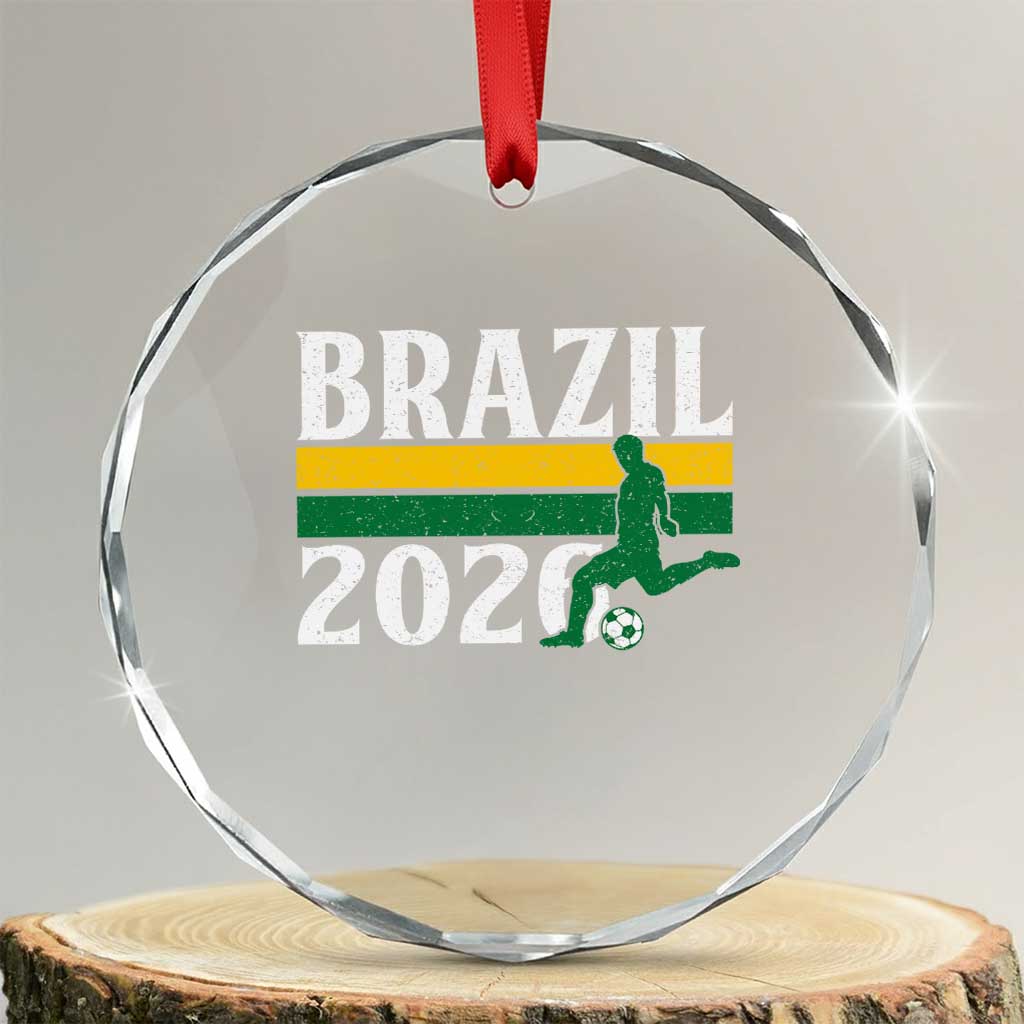 Vintage Brazil 2026 Soccer Player Crystal Glass Ornament Retro Brasil Futbol Football Fans Sports Lover