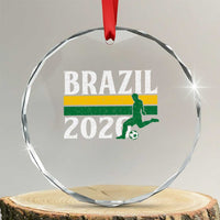 Vintage Brazil 2026 Soccer Player Crystal Glass Ornament Retro Brasil Futbol Football Fans Sports Lover