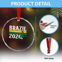 Vintage Brazil 2026 Soccer Player Crystal Glass Ornament Retro Brasil Futbol Football Fans Sports Lover