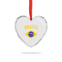 Vintage Brazil Flag Patriotic Brazilian Pride Heart Crystal Glass Ornament