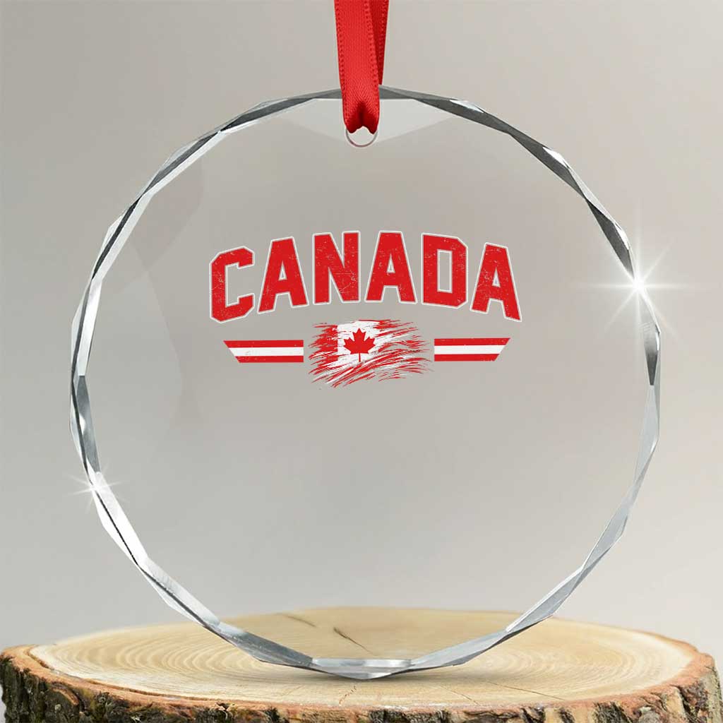 Vintage Canada Flag Crystal Glass Ornament Maple Leaf Heritage Gift