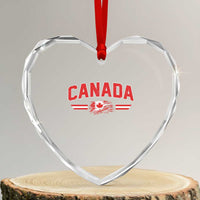 Vintage Canada Flag Heart Crystal Glass Ornament Maple Leaf Heritage Gift