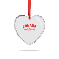 Vintage Canada Flag Heart Crystal Glass Ornament Maple Leaf Heritage Gift