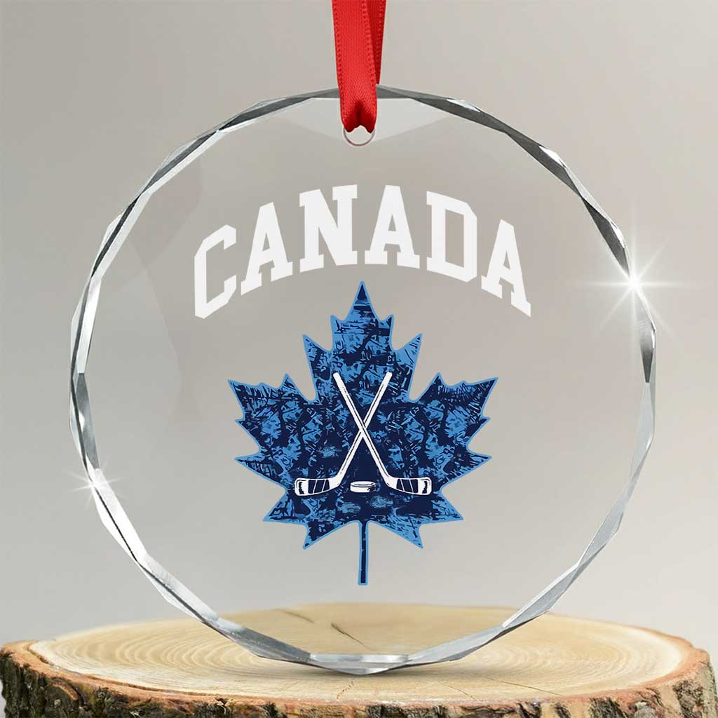 Vintage Canada Hockey Crystal Glass Ornament Maple Leafs - Wonder Print Shop