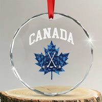 Vintage Canada Hockey Crystal Glass Ornament Maple Leafs TS10