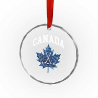 Vintage Canada Hockey Crystal Glass Ornament Maple Leafs TS10