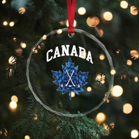 Vintage Canada Hockey Crystal Glass Ornament Maple Leafs TS10