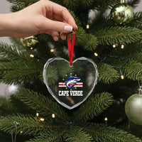 Vintage Cape Verde Shark Cabo Verdean Roots Heart Crystal Glass Ornament