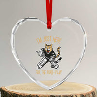 Vintage Cat Hockey Goalie Heart Crystal Glass Ornament Funny Im Just Here For The Purr Play Gift - Wonder Print Shop