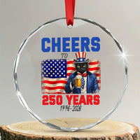 Vintage Cat Uncle Sam Crystal Glass Ornament Cheers To 250 Years