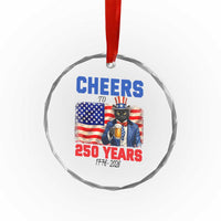 Vintage Cat Uncle Sam Crystal Glass Ornament Cheers To 250 Years