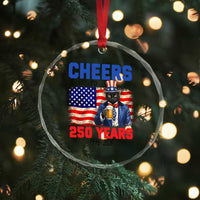 Vintage Cat Uncle Sam Crystal Glass Ornament Cheers To 250 Years