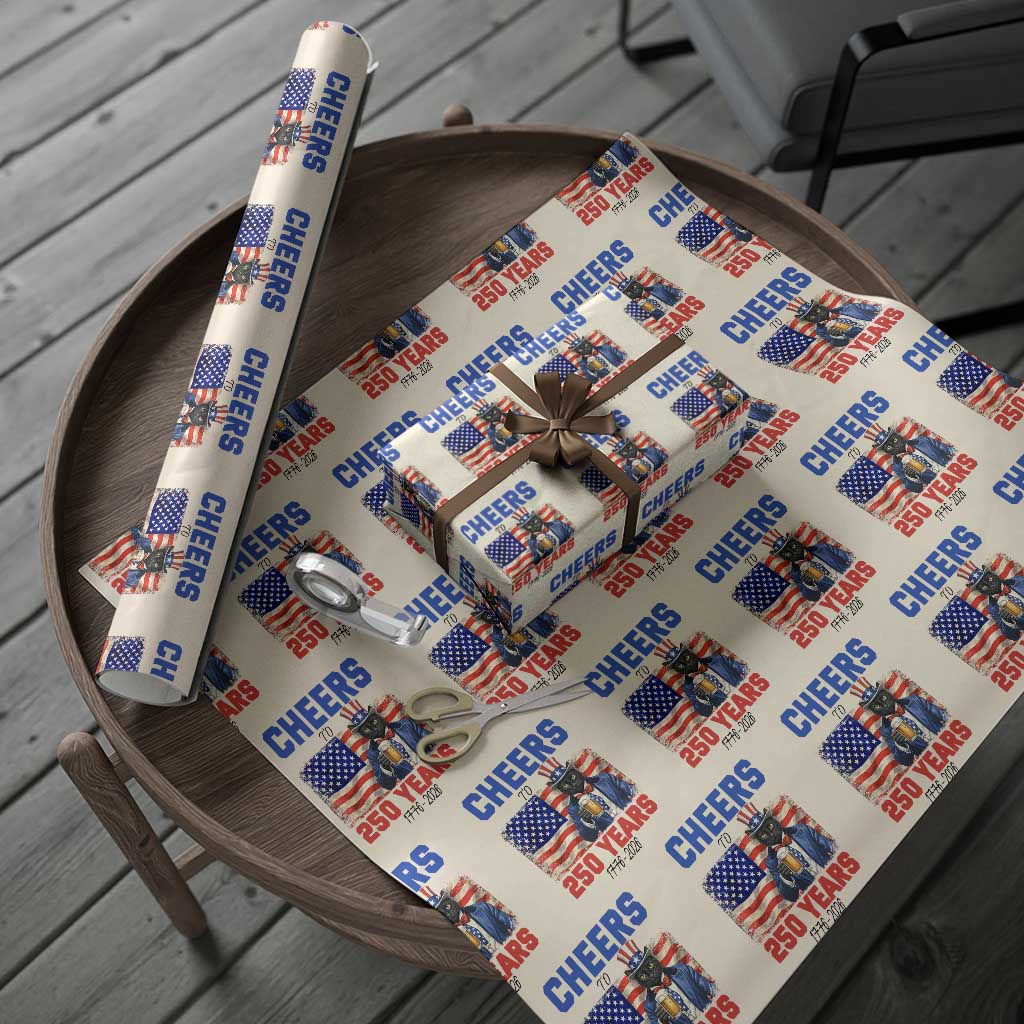 Vintage Cat Uncle Sam Wrapping Paper Roll Cheers To 250 Years