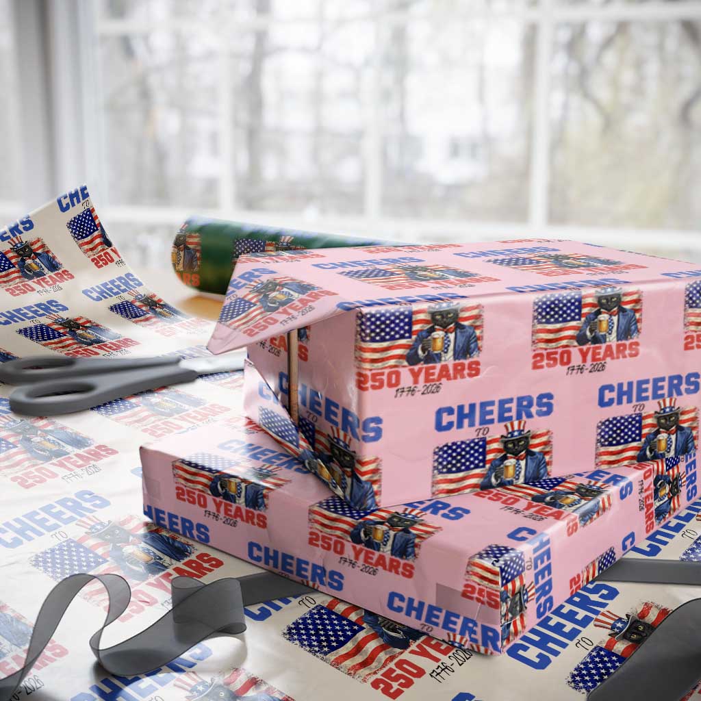 Vintage Cat Uncle Sam Wrapping Paper Roll Cheers To 250 Years