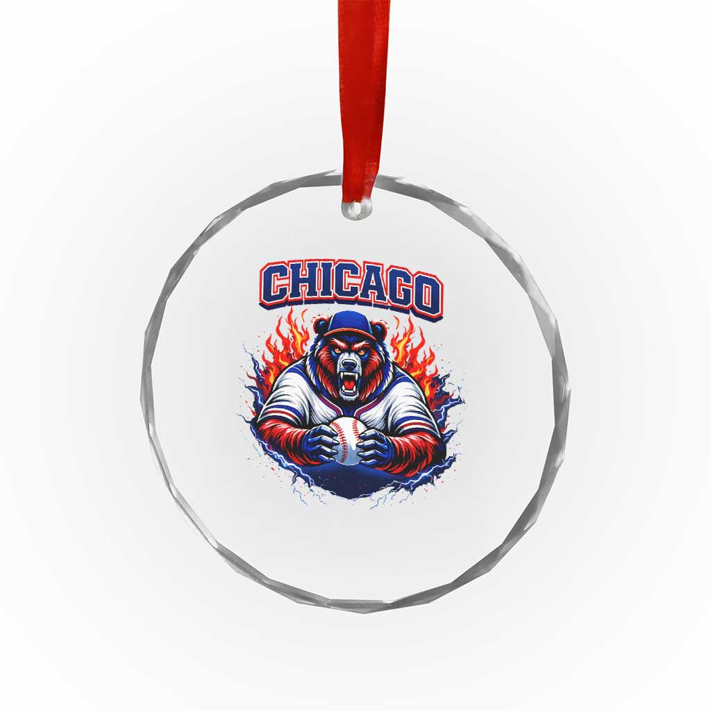 Vintage Chicago Crystal Glass Ornament Retro Baseball Fans