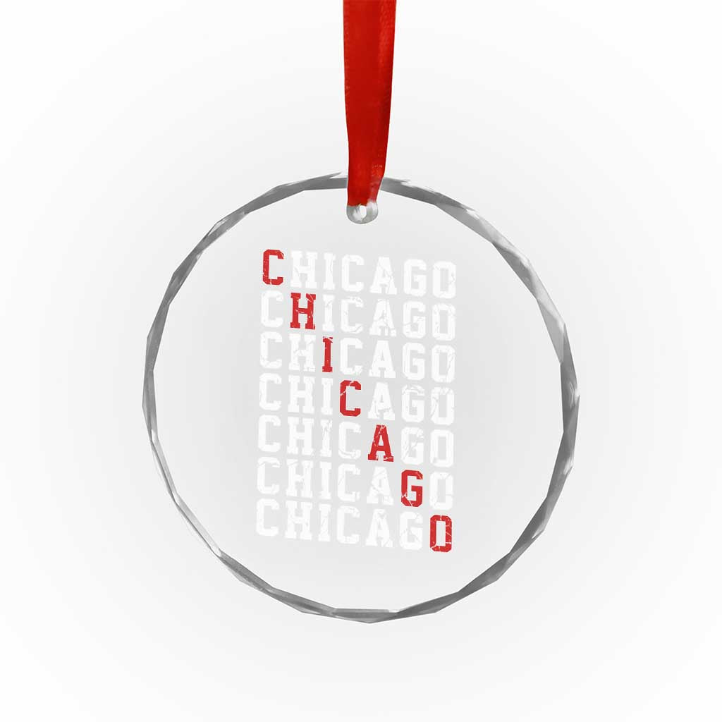Vintage Chicago Crystal Glass Ornament Retro Distressed Classic Chicago