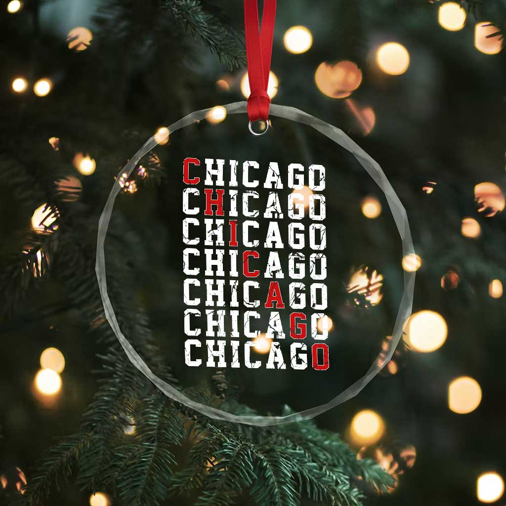 Vintage Chicago Crystal Glass Ornament Retro Distressed Classic Chicago