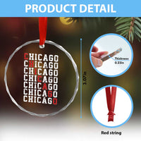 Vintage Chicago Crystal Glass Ornament Retro Distressed Classic Chicago