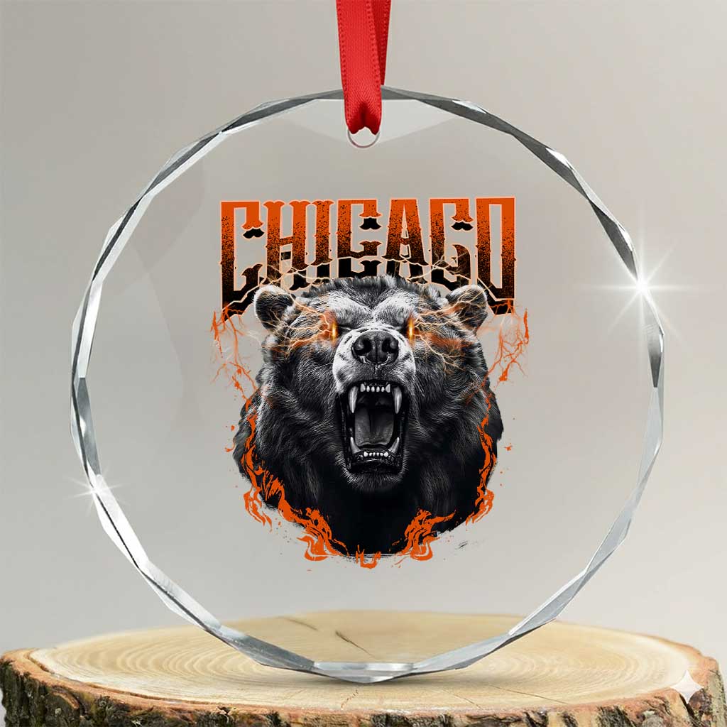 Vintage Chicago Crystal Glass Ornament Retro Graphic Wild Bear Streetwear Bootleg TS10
