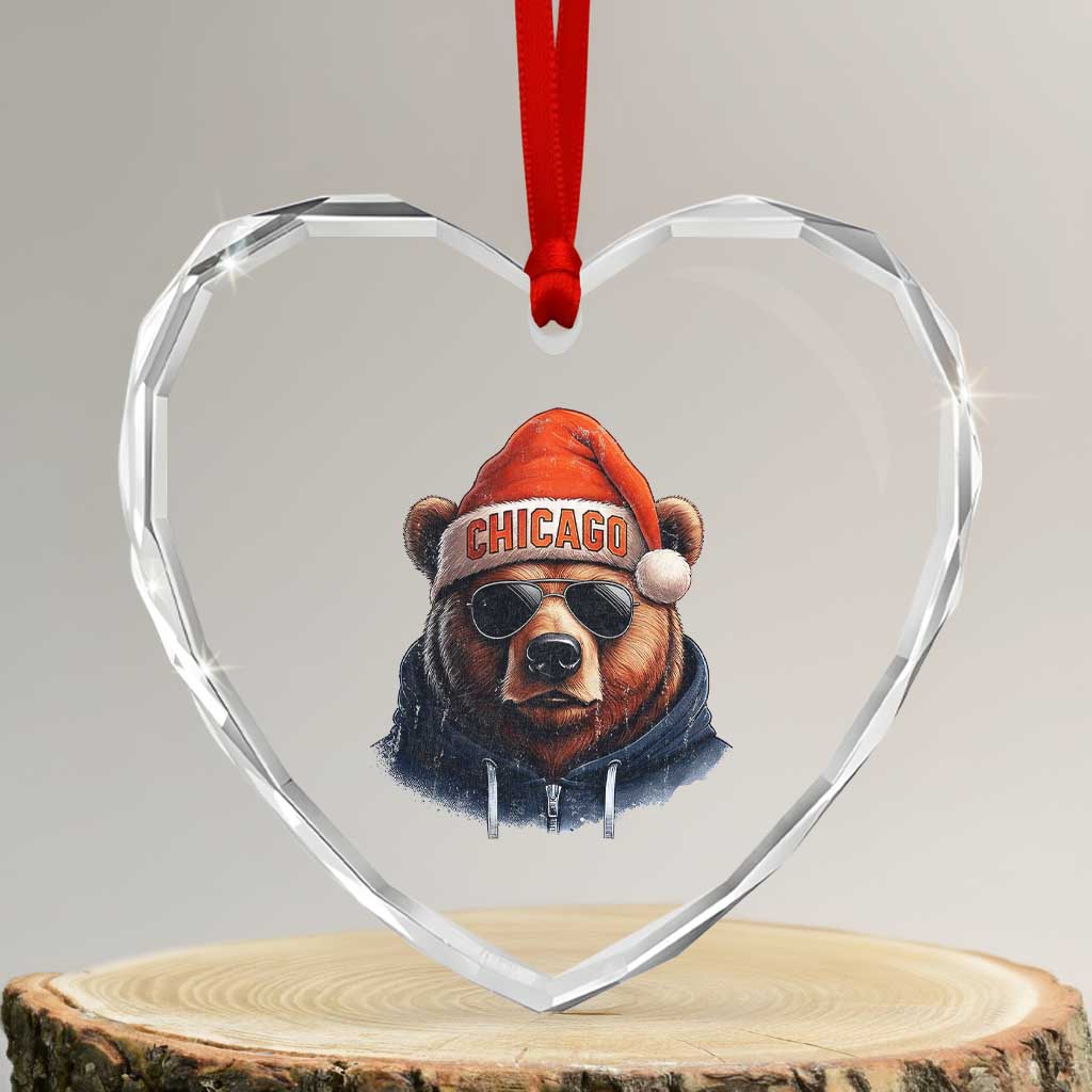 Vintage Chicago Football Christmas Heart Crystal Glass Ornament Trendy Fan Gifts Game Day Apparel Bears Fan Gear - Wonder Print Shop