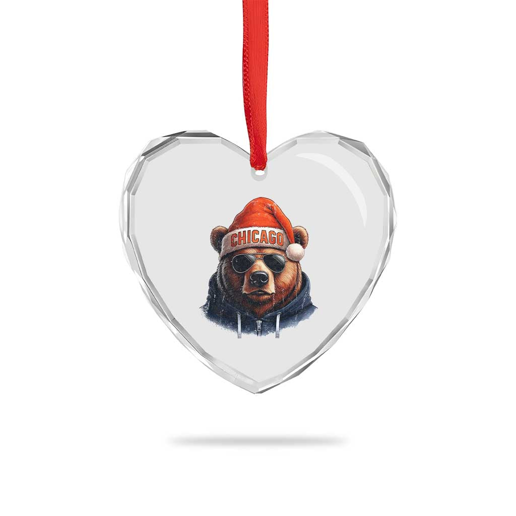 Vintage Chicago Football Christmas Heart Crystal Glass Ornament Trendy Fan Gifts Game Day Apparel Bears Fan Gear - Wonder Print Shop