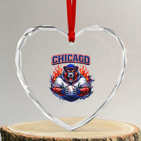 Vintage Chicago Heart Crystal Glass Ornament Retro Baseball Fans
