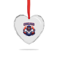 Vintage Chicago Heart Crystal Glass Ornament Retro Baseball Fans