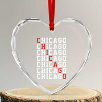 Vintage Chicago Heart Crystal Glass Ornament Retro Distressed Classic Chicago