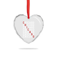 Vintage Chicago Heart Crystal Glass Ornament Retro Distressed Classic Chicago