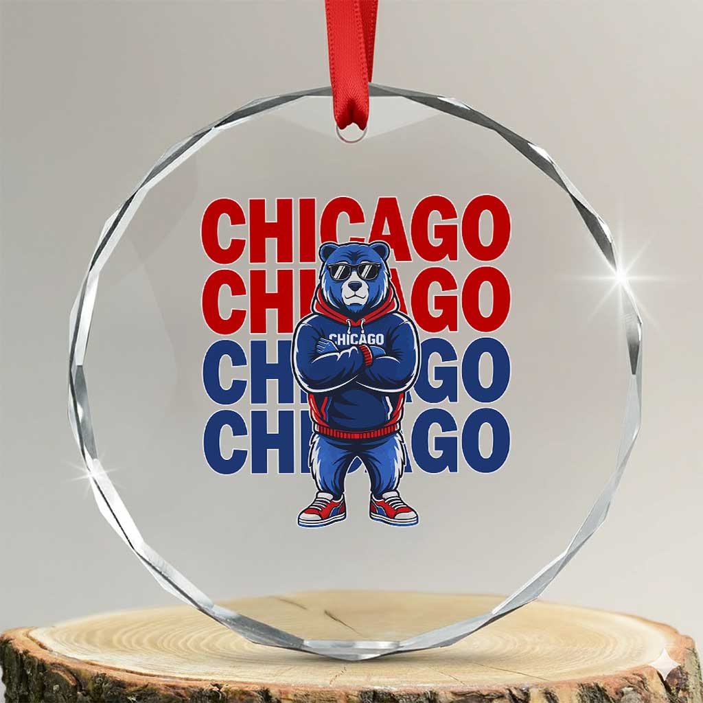 Vintage Chicago Pride Graphic Crystal Glass Ornament US State Sports Fan Baseball Lover