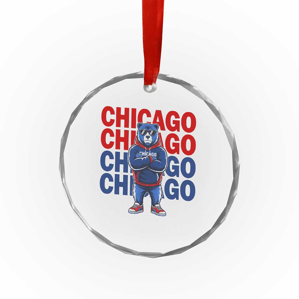 Vintage Chicago Pride Graphic Crystal Glass Ornament US State Sports Fan Baseball Lover