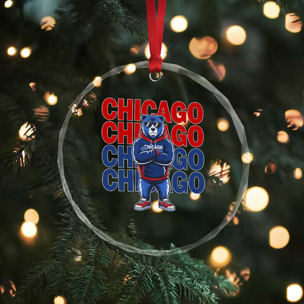 Vintage Chicago Pride Graphic Crystal Glass Ornament US State Sports Fan Baseball Lover