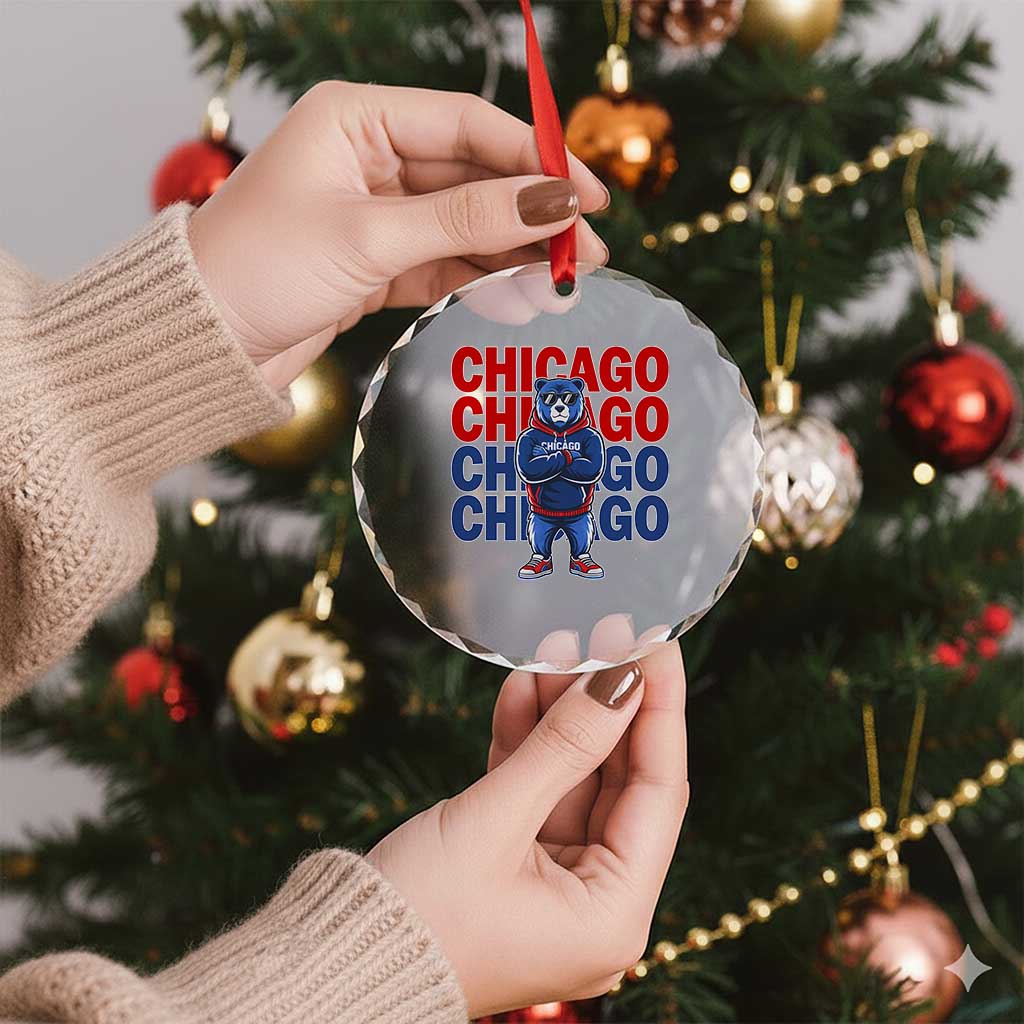 Vintage Chicago Pride Graphic Crystal Glass Ornament US State Sports Fan Baseball Lover